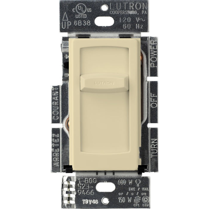 Lutron Skylark Contour Slide-to-Off LED+ Dimmer Switch, 150W LED or 600W Inc/Hal, Single Pole Only, 120V, CT-150-IV, Ivory