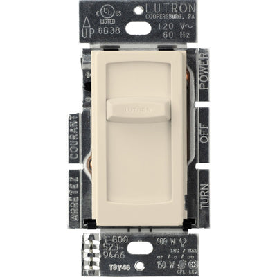 Lutron Skylark Contour Slide-to-Off LED+ Dimmer Switch, 150W LED or 600W Inc/Hal, Single Pole Only, 120V, CT-150-LA, Light Almond