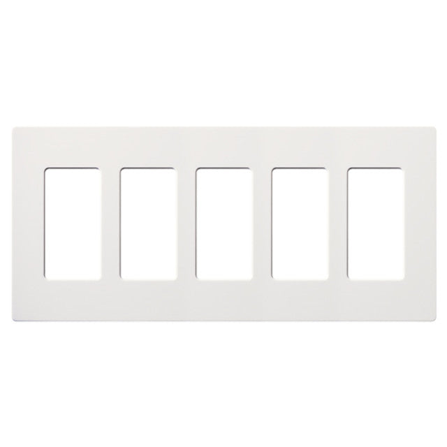 Lutron Claro 5 Gang Wall Plate for Decorator/Designer Paddle Switches and Dimmers, Gloss Finish, CW-5-WH, White