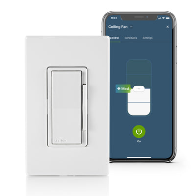 Leviton D24SF-1BW Decora Smart Fan Speed Controller, single pole, 3-way, or multi-location to schedule and integrate with your
