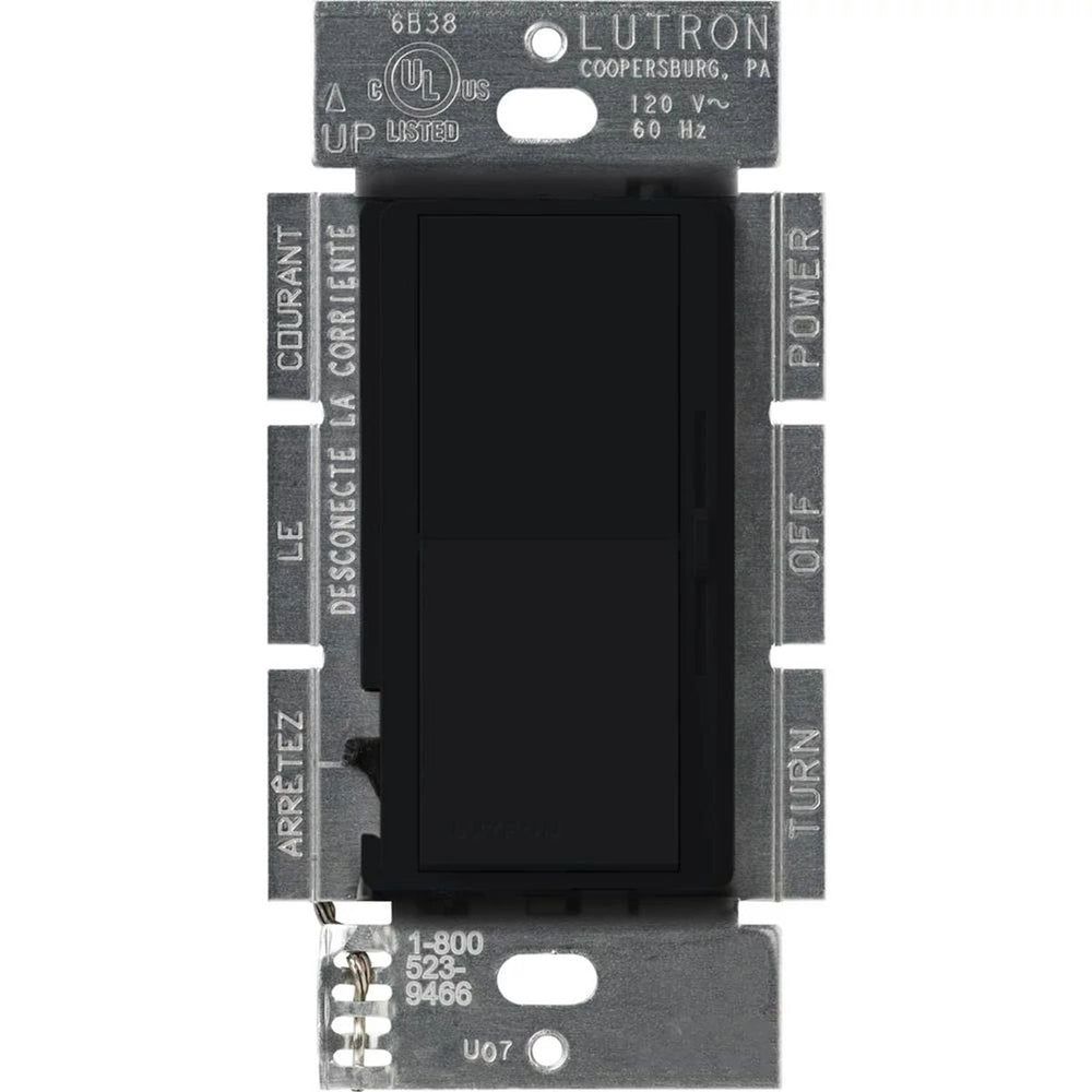 Lutron Diva Dimmer Switch w/ Night Light, 1000W Incandescent/Halogen Only, Single Pole, 120V, DV-10P-BL, Black