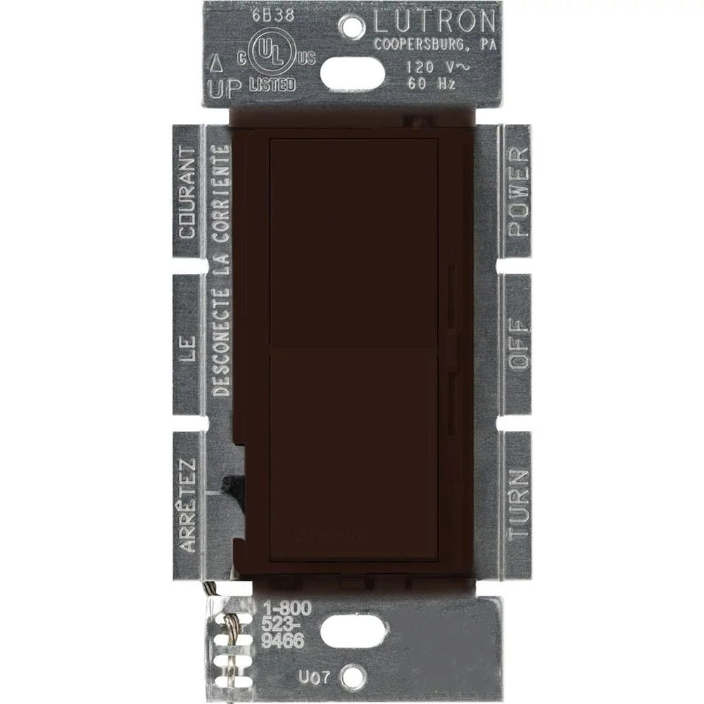Lutron Diva Dimmer Switch w/ Night Light, 1000W Incandescent/Halogen Only, Single Pole, 120V, DV-10P-BR, Brown