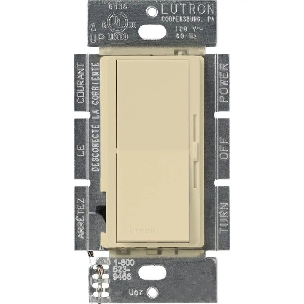 Lutron Diva Dimmer Switch w/ Night Light, 1000W Incandescent/Halogen Only, Single Pole, 120V, DV-10PH-IV, Ivory