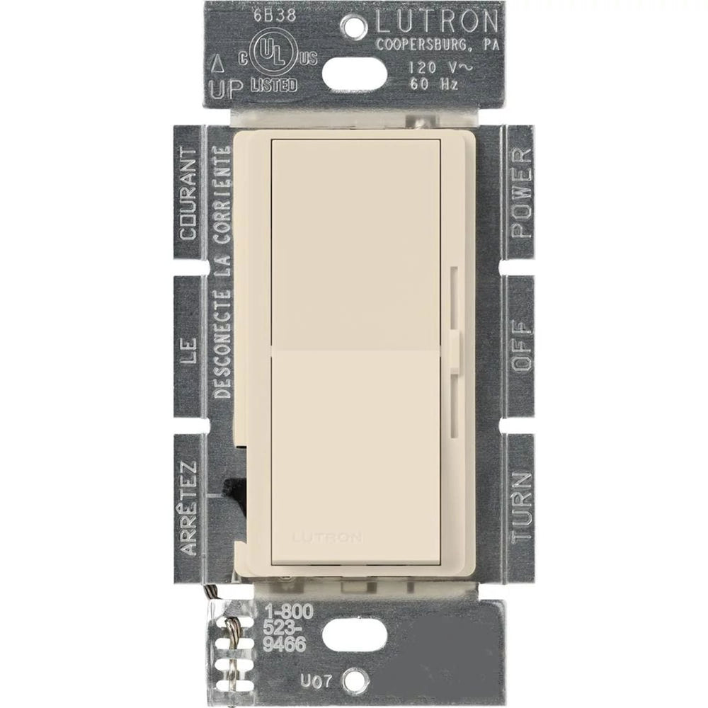 Lutron Diva Dimmer Switch w/ Night Light, 1000W Incandescent/Halogen Only, Single Pole, 120V, DV-10P-LA, Light Almond