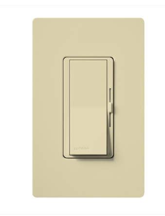 Lutron Diva Reverse-Phase (ELV) Dimmer Switch, 250W LED or 500W ELV, Single Pole/3-Way, Neutral Required, 120V, DVRP-253P-IV, Ivory