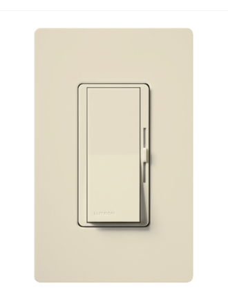 Lutron Diva Reverse-Phase (ELV) Dimmer Switch, 250W LED or 500W ELV, Single Pole/3-Way, Neutral Required, 120V, DVRP-253P-LA, Light Almond