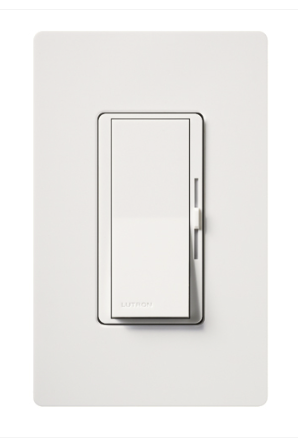 Lutron Diva Reverse-Phase (ELV) Dimmer Switch, 250W LED or 500W ELV, Single Pole/3-Way, Neutral Required, 120V, DVRP-253P-WH, White