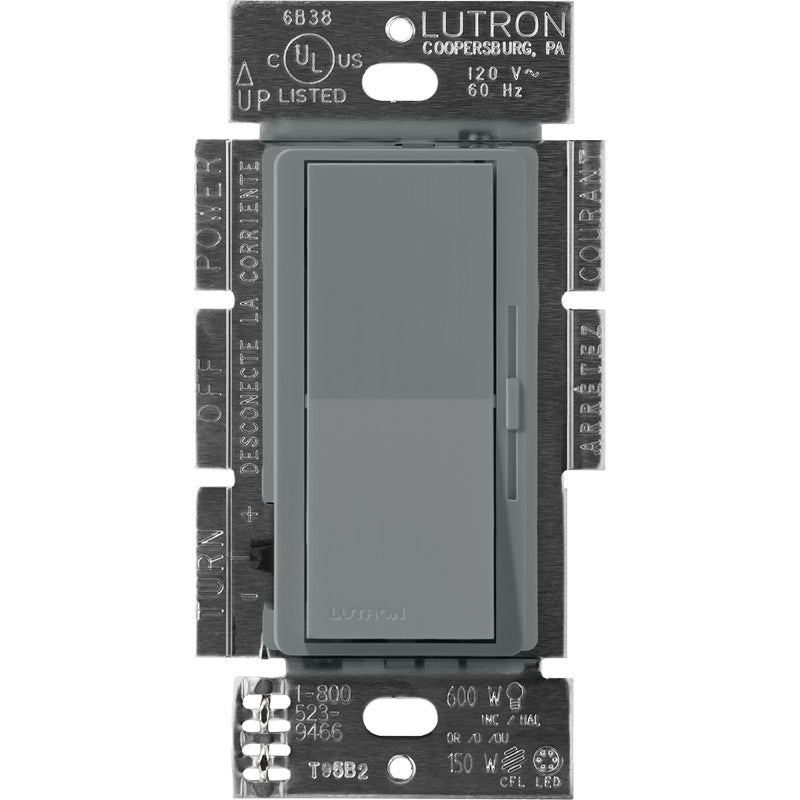 Lutron Diva ELV Dimmer Switch w/ Night Light, 300W, Single Pole/3-Way, Neutral Required, 120V, DVSCELV-303P-SL, Slate