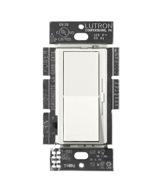 Lutron Diva 3-Wire Dimmer Switch for Ballasts/LED Drivers, 1000W/6A, Single Pole/3-Way, Neutral Required, 277V, DVSCF-103P-277GL, Glacier