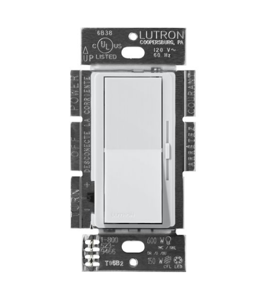 Lutron Diva 3-Wire Dimmer Switch for Ballasts/LED Drivers, 1000W/6A, Single Pole/3-Way, Neutral Required, 277V, DVSCF-103P-277MI, Mist