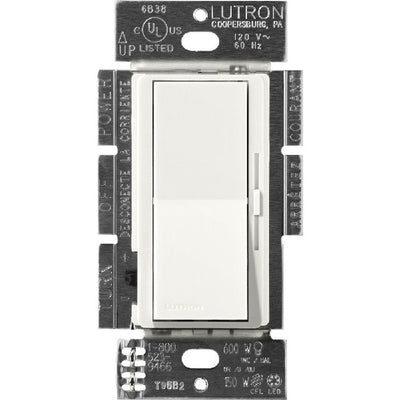Lutron Diva MLV Dimmer Switch w/ Night Light, 800W (1000VA), Single Pole/3-Way, No Neutral Required, 120V, DVSCLV-103P-RW, Architectural White