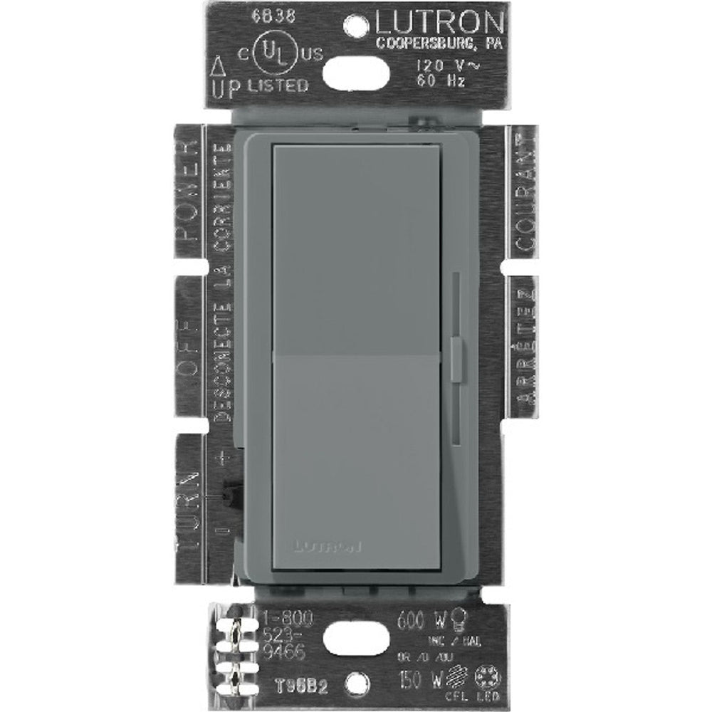 Lutron Diva MLV Dimmer Switch w/ Night Light, 800W (1000VA), Single Pole/3-Way, No Neutral Required, 120V, DVSCLV-103P-SL, Slate