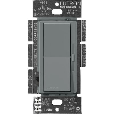 Lutron Diva MLV Dimmer Switch w/ Night Light, 800W (1000VA), Single Pole/3-Way, No Neutral Required, 120V, DVSCLV-103P-SL, Slate