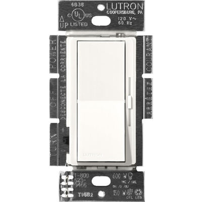 Lutron Diva MLV Dimmer Switch w/ Night Light, 450W (600VA), Single Pole, No Neutral Required, 120V, DVSCLV-600P-BW, Brilliant White