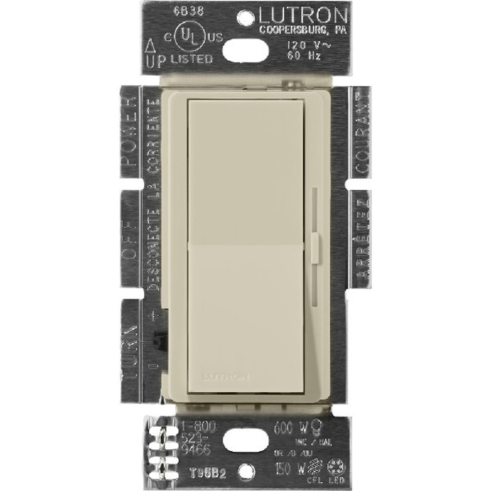 Lutron Diva MLV Dimmer Switch w/ Night Light, 450W (600VA), Single Pole/3-Way, No Neutral Required, 120V, DVSCLV-603P-CY, Clay