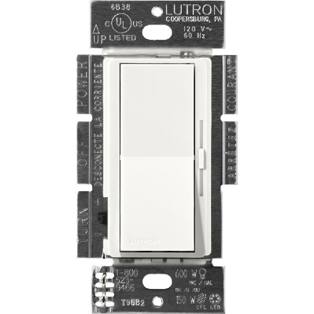 Lutron Diva MLV Dimmer Switch w/ Night Light, 450W (600VA), Single Pole/3-Way, No Neutral Required, 120V, DVSCLV-603P-GL, Glacier White