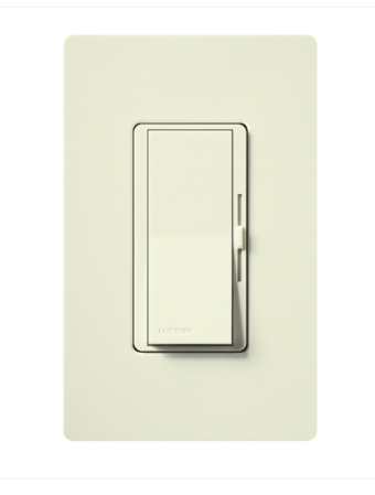 Lutron Diva Reverse-Phase Dimmer Switch w/ Night Light, 250W LED or 500W ELV, Single Pole/3-Way, Neutral Required, 120V, DVRP-253P-BI, Biscuit