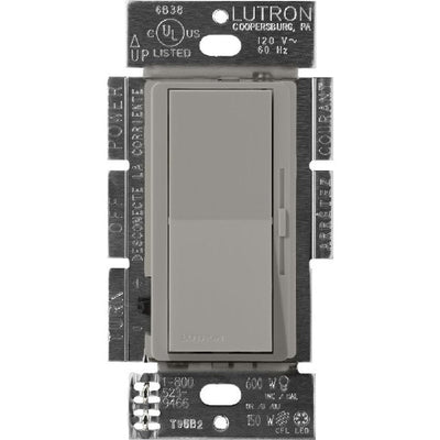 Lutron Diva Reverse-Phase Dimmer Switch w/ Night Light, 250W LED or 500W ELV, Single Pole/3-Way, Neutral Required, 120V, DVRP-253P-CS, Cobblestone
