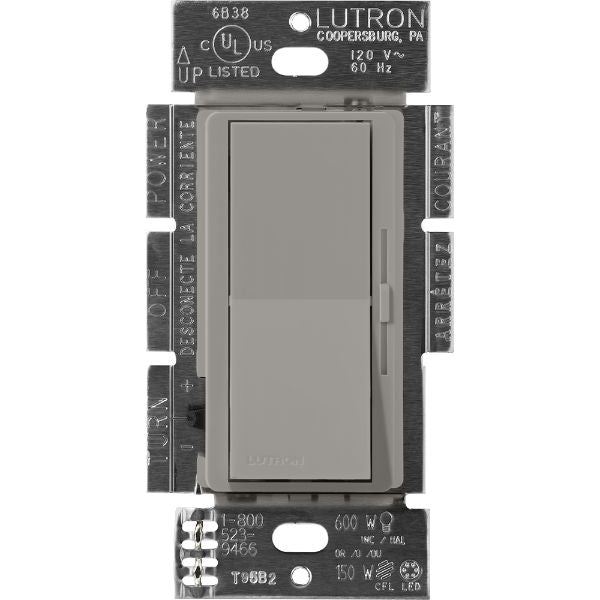 Lutron Diva 0-10V Dimmer Switch, 8A, 50mA Sink, Single-Pole/3-Way, No Neutral Required, 120V, DVSCSTV-CS, Cobblestone
