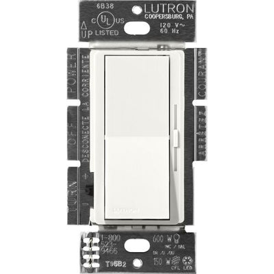 Lutron Diva 0-10V Dimmer Switch, 8A, 50mA Sink, Single-Pole/3-Way, No Neutral Required, 120V, DVSCSTV-GL, Glacier White