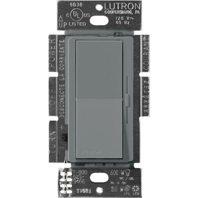 Lutron Diva 0-10V Dimmer Switch, 8A, 50mA Sink, Single-Pole/3-Way, No Neutral Required, 120V, DVSCSTV-SL, Slate