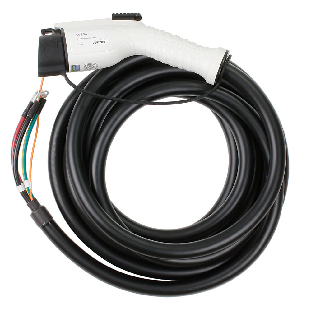 Leviton EC80A Replacement Cord For Use With All Leviton 80 Amp EV Series Chargers. 80 Amp, 18' Cable, #6 AWG, Featuring