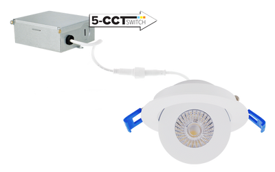 3" Round Adjustable Eyeball Downlight with 5-CCT Switch