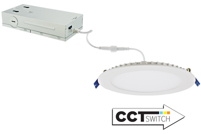 6" 120/277/347V Ultra Slim LED Round Panel Light with 5-CCT Switch