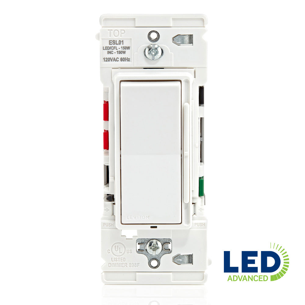 Leviton ESL01-1LW Replacing a light switch with a Decora Slide dimmer switch with Lever Edge Technology is now as easy as…push