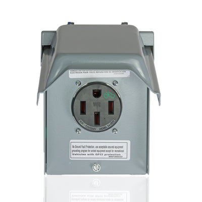 Leviton EVCVM-50 50 Amp, 125/250 Volt, NEMA 14-50R, 3-Pole, 4-Wire, Heavy Duty EV Charging Receptacle/Outlet, Straight Blade