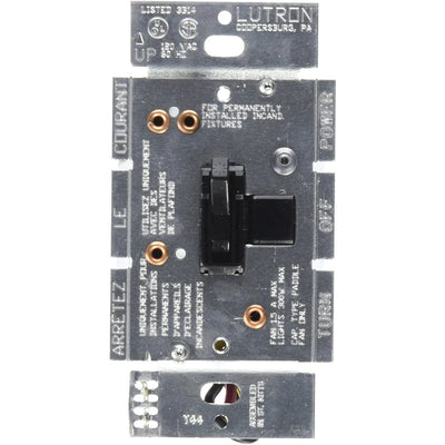 Lutron Ariadni Dual Fan/Light Control, Single 1.5A Fan and 300W Incandescent/Halogen Light, 120V, Single Pole, AY2-LFSQ-BL, Black