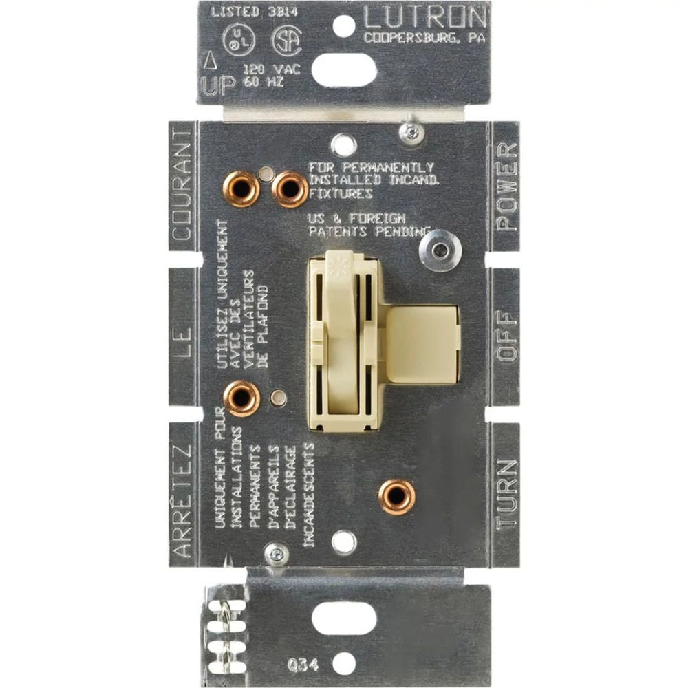 Lutron Ariadni Dual Fan/Light Control, Single 1.5A Fan and 300W Incandescent/Halogen Light, 120V, Single Pole, AY2-LFSQ-IV, Ivory