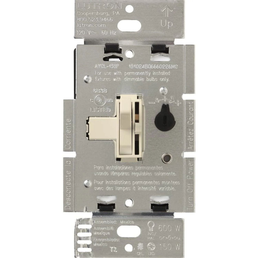 Lutron Ariadni LED+ Dimmer Switch, 150W LED, Single Pole/3-Way, No Neutral Required,120V, AYCL-153PH-LA, Light Almond