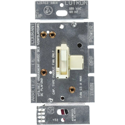 Lutron Ariadni Quiet Fan-Speed Control, No Neutral Required, 1.5A 3-Speed Fan, 120V, Single Pole/3-Way, AYFSQ-F-AL, Almond