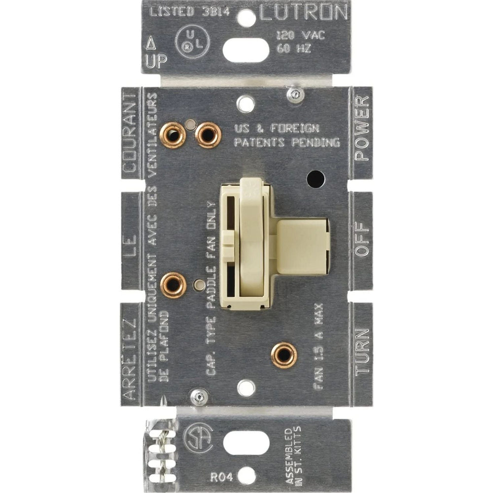 Lutron Ariadni Quiet Fan-Speed Control, No Neutral Required, 1.5A 3-Speed Fan, 120V, Single Pole/3-Way, AYFSQ-F-IV, Ivory