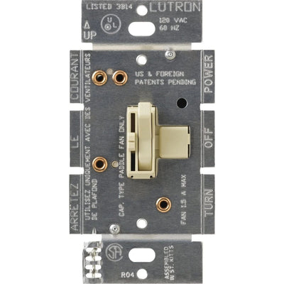 Lutron Ariadni Quiet Fan-Speed Control, No Neutral Required, 1.5A 3-Speed Fan, 120V, Single Pole/3-Way, AYFSQ-F-IV, Ivory