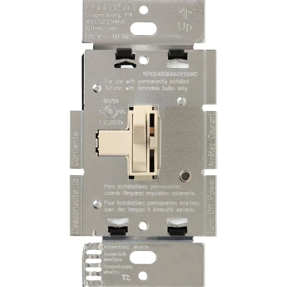 Lutron Ariadni Magnetic Low-Voltage Dimmer Switch, 450W/600VA, Single Pole/3-Way, 120V, AYLV-603P-LA, Light Almond
