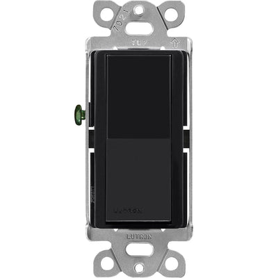 Lutron Claro Single Pole, On/Off Rocker Switch, 15A, Gloss Finish, CA-1PS-BL, Black
