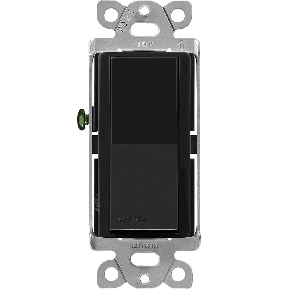Lutron Claro Single Pole/3-Way, On/Off Rocker Switch, 15A, Gloss Finish, CA-3PS-BL, Black