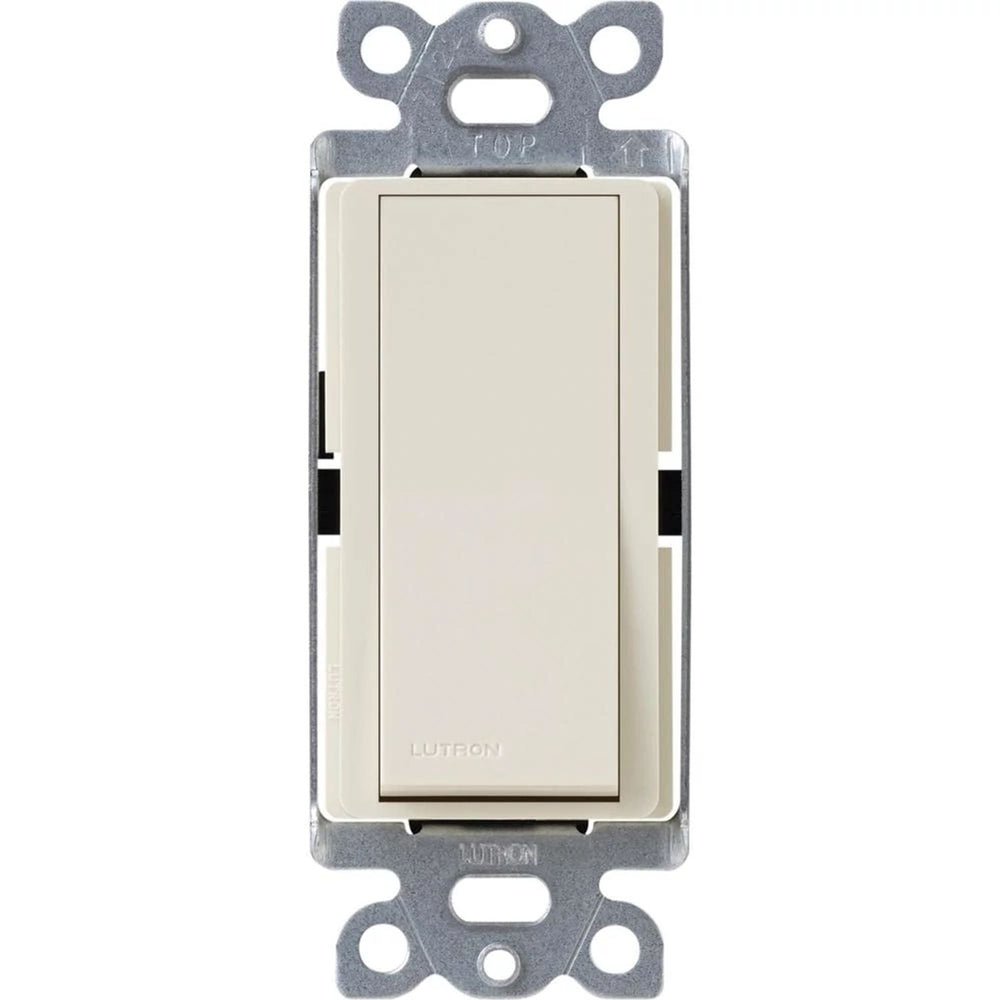 Lutron Claro 4-Way, On/Off Rocker Switch with Locator Light, 15A, Gloss Finish, CA-4PSNL-LA, Light Almond