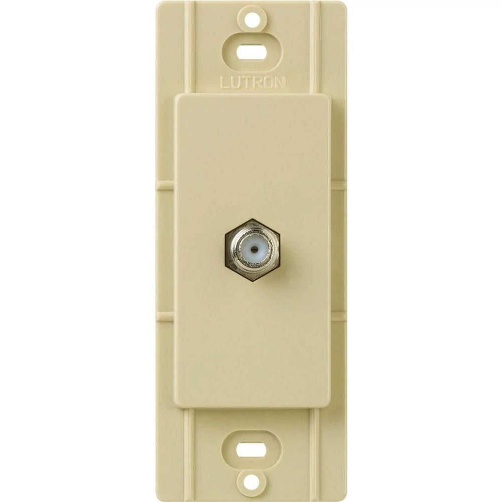 Lutron Claro Coaxial Cable Jack, F-Style, 75 Ohm Cable, Fits Decorator-Style Wall Plates, CA-CJ-IV, Ivory