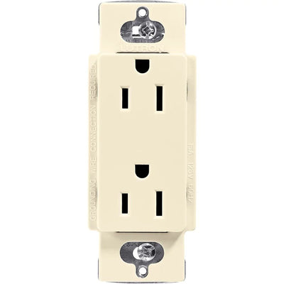 Lutron Claro 15A Duplex Receptacle, Decorator-Style Outlet, Gloss Finish, CAR-15-AL, Almond