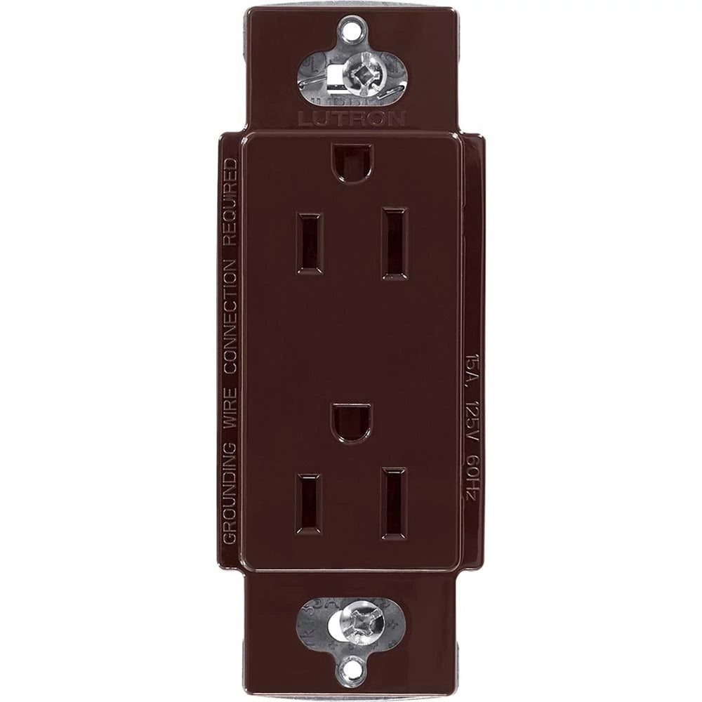 Lutron Claro 15A Duplex Receptacle, Decorator-Style Outlet, Gloss Finish, CAR-15-BR, Brown
