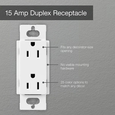 Lutron Claro 15A Duplex Receptacle, Decorator-Style Outlet, Gloss Finish, CAR-15-LA, Light Almond