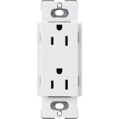Lutron Claro 15A Duplex Receptacle, Decorator-Style Outlet, Gloss Finish, CAR-15-WH, White