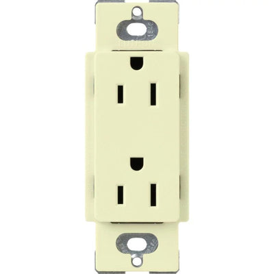 Lutron Claro 15A Tamper-Resistant Duplex Receptacle, Decorator-Style Outlet, Gloss Finish, CARS-15-TR-AL, Almond
