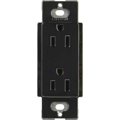 Lutron Claro 15A Tamper-Resistant Duplex Receptacle, Decorator-Style Outlet, Gloss Finish, CARS-15-TR-BL, Black
