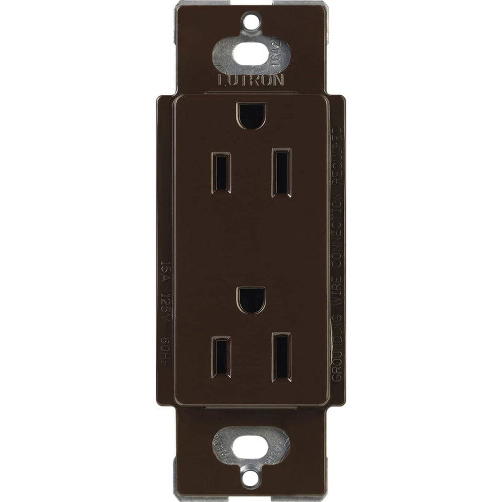 Lutron Claro 15A Tamper-Resistant Duplex Receptacle, Decorator-Style Outlet, Gloss Finish, CARS-15-TR-BR, Brown