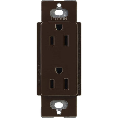 Lutron Claro 15A Tamper-Resistant Duplex Receptacle, Decorator-Style Outlet, Gloss Finish, CARS-15-TR-BR, Brown