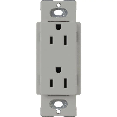 Lutron Claro 15A Tamper-Resistant Duplex Receptacle, Decorator-Style Outlet, Gloss Finish, CARS-15-TR-GR, Gray